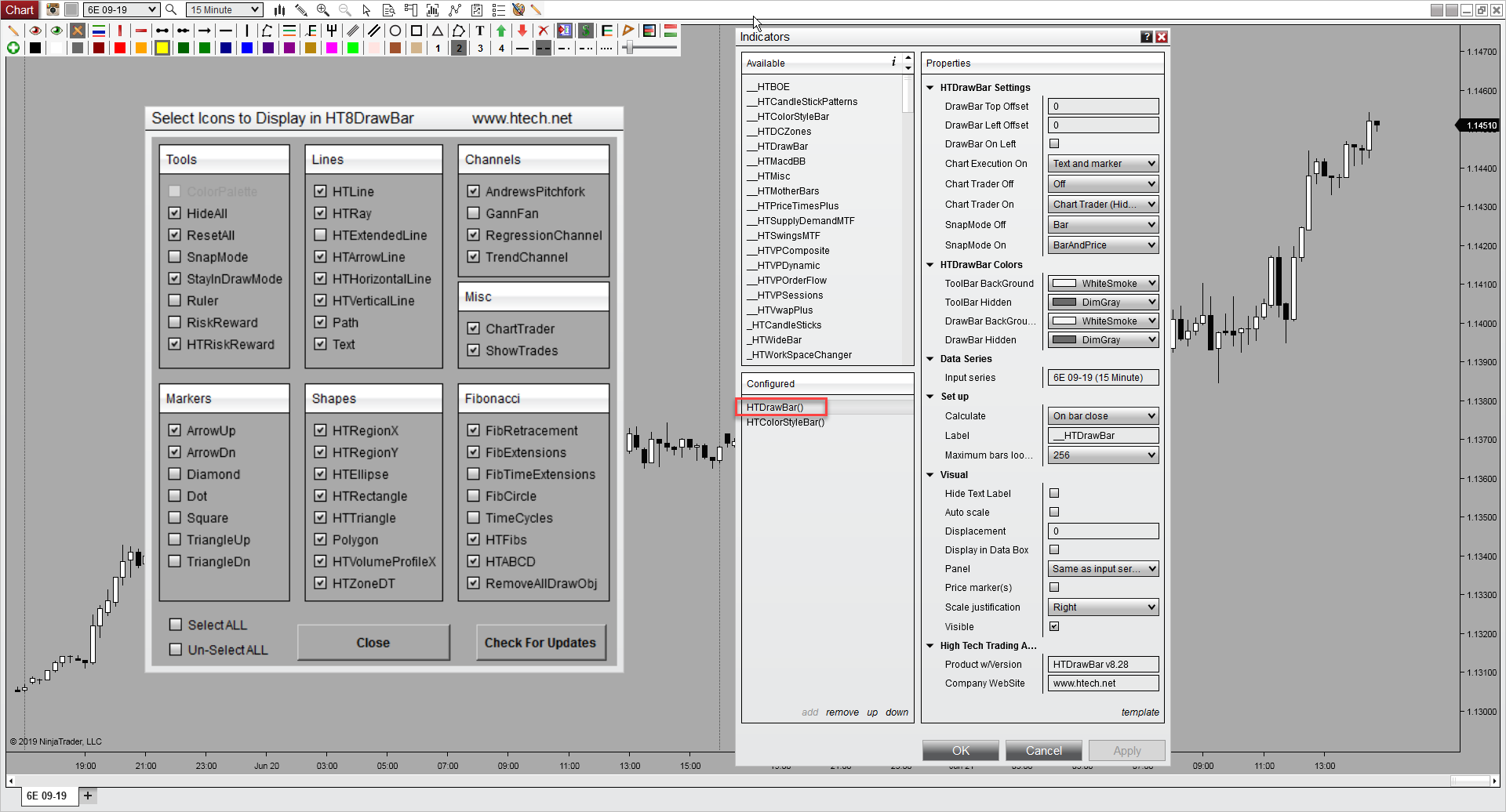 DrawBar Ultimate parameters and drawing toolbar configuration